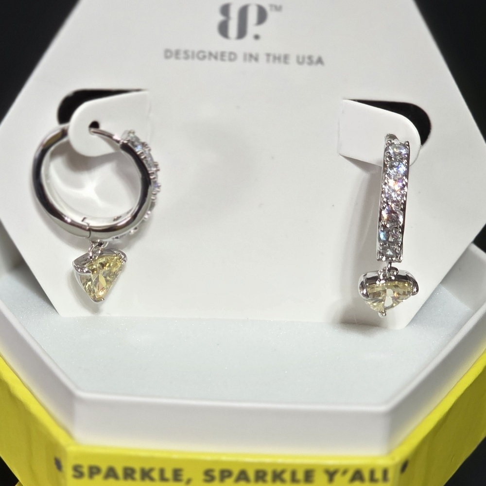 Elegant Silver, Lemon And CZ Earrings